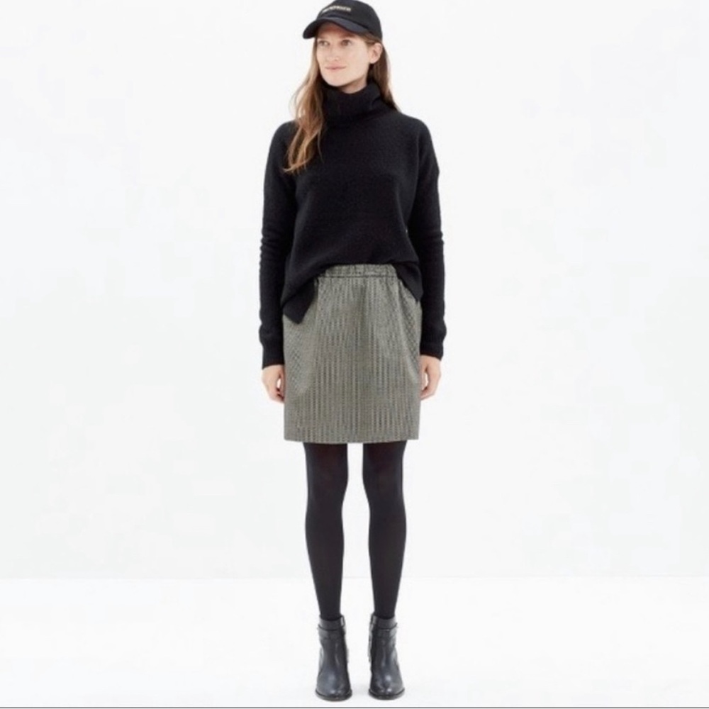 Madewell Jacquard Party Ruffle Mini Skirt in Metallic Gold Size L